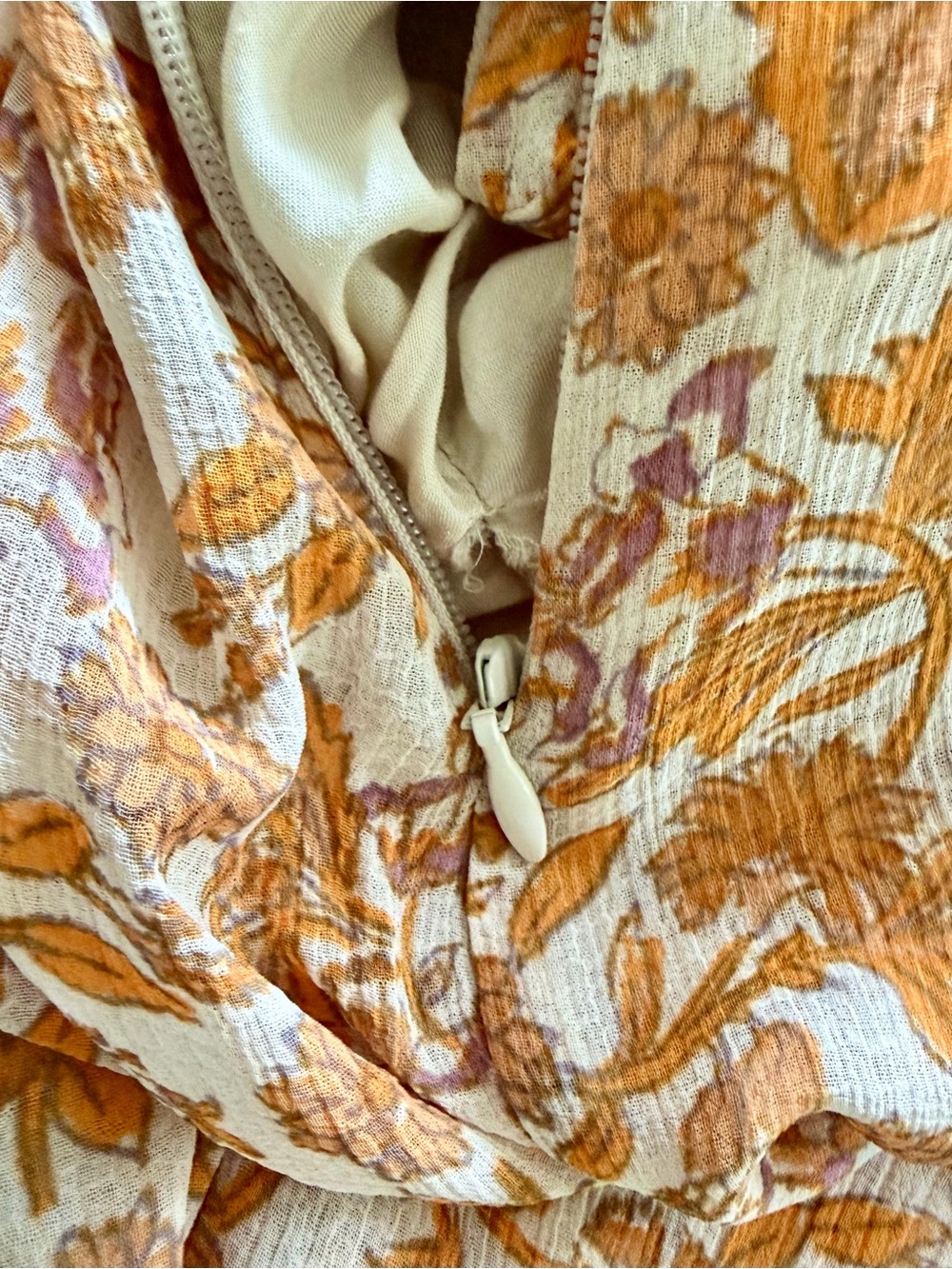 Free People Lilith Cream and Orange Floral Print Maxi Skirt, SZ 4 - Picture 9 of 12